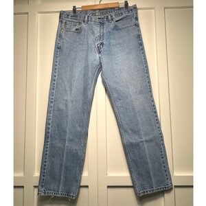 Levi Strauss Co 505 Jeans Mens W38 L32 Light Wash Distressed‎ Denim Red Tab